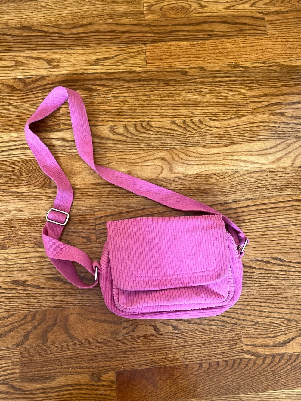 Pink Corduroy Crossbody / Shoulder Bag